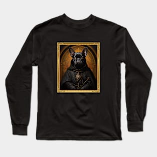 Pious French Bulldog - Medieval French Monk  (Framed) Long Sleeve T-Shirt